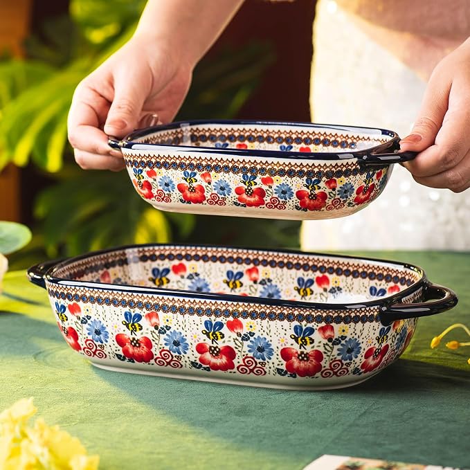 Baking Dish Ceramic Baking Pan Blue Casserole Dish Porcelain rectangular Baking - Image 7