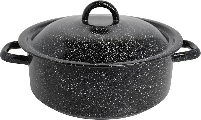 Mirro 4.5 Quart Traditional Vintage Style Black Speckled Enamel on Steel Dutch by VisitMirro