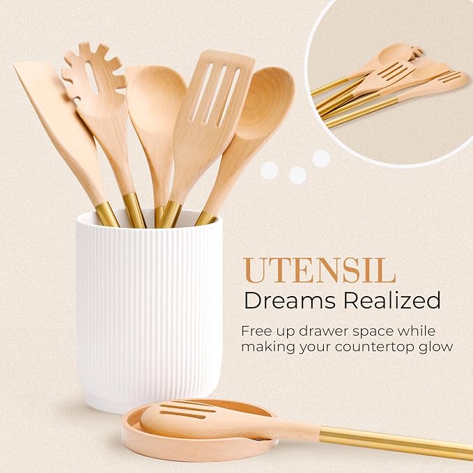 STYLED SETTINGS White Ceramic Utensil Holder - Image 7