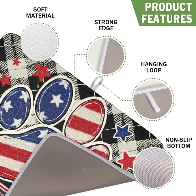 4th of July Dish Drying Mat 18x16 Inch, Patriotic Drying Mat - Image 3