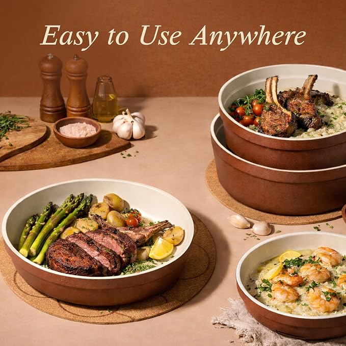 CAROTE 22Pcs Ceramic Cookware Set, Pots and Pans Set Non Stick Removable Handles - Image 2