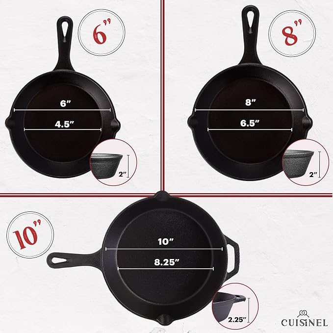 Cuisinel Cast Iron Skillets Set - Image 3