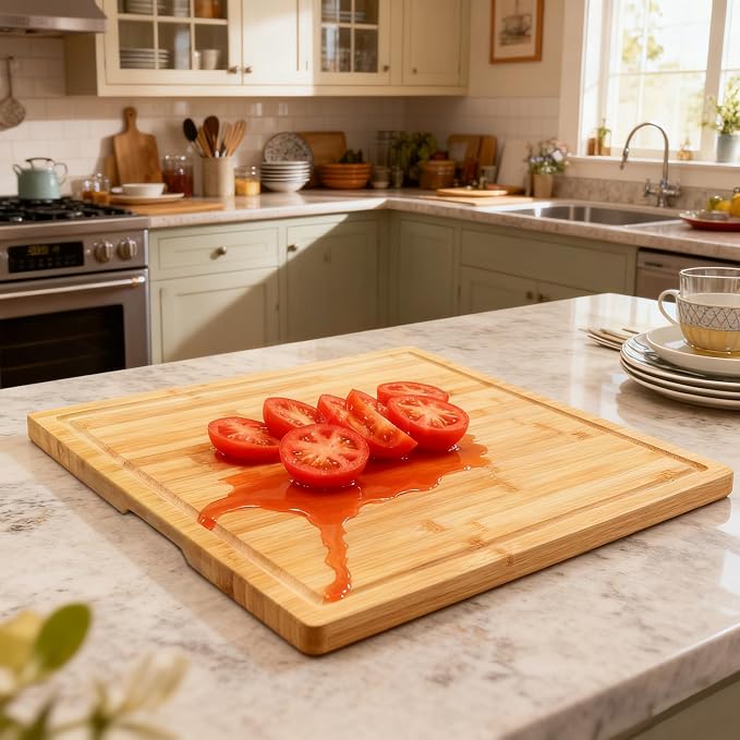 Utoplike Bamboo Cutting Board 20 x 20 inch, Large Wood Chopping Board - Image 2