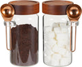 18oz Glass Coffee Jars with Scoop Wood Screw Lid Clear Round Spice Jar Herb by Patoper