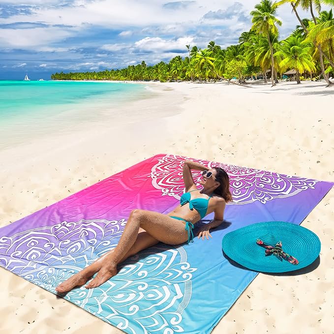 HIHOHO Beach Blanket Waterproof Sandproof Extra Large Beach Mat 79" X - Image 4