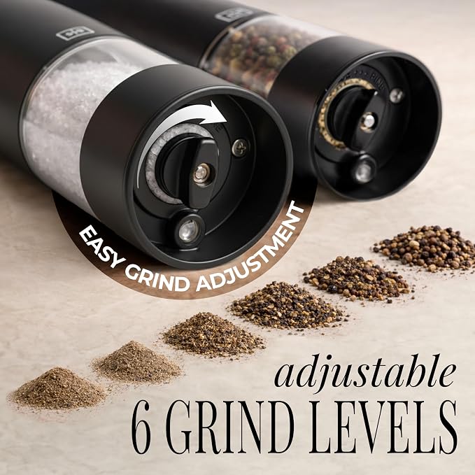 Electric Salt and Pepper Grinder Set Rechargeable – Black and Gold Salt and - Image 4