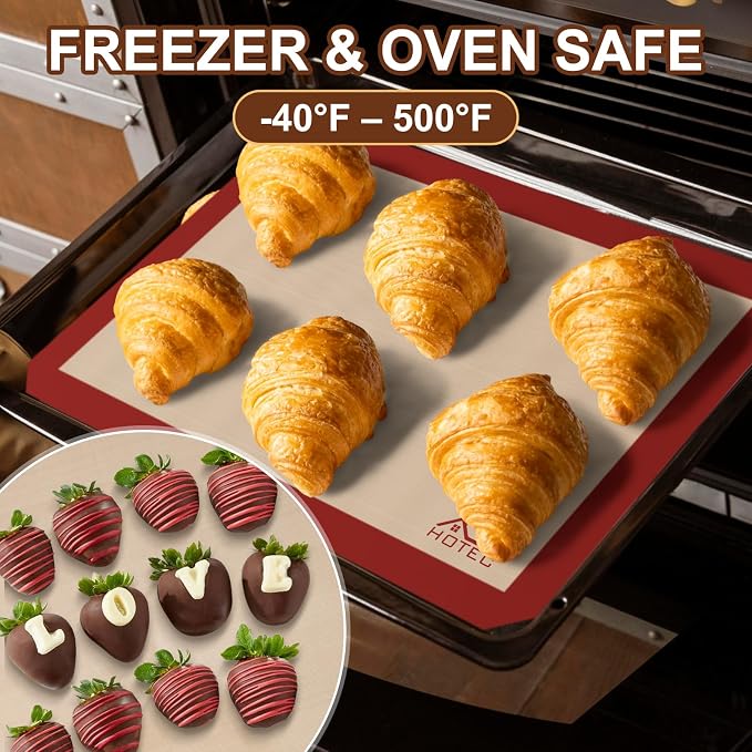 HOTEC Silicone Baking Mats 3 Pack – Thickened Non-Stick Reusable Silicone - Image 4