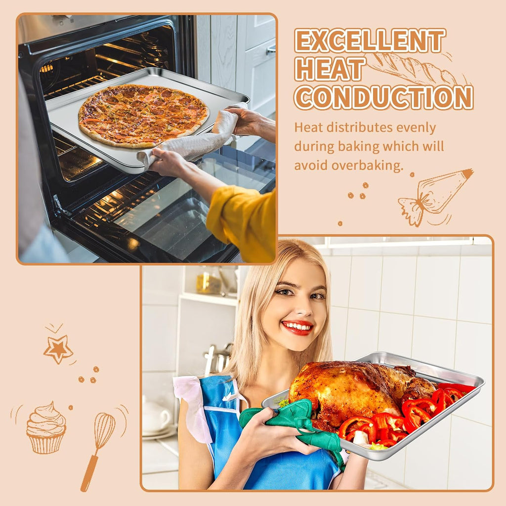 Stainless Steel Baking Sheet Pan Set of 2, Cookie Sheets