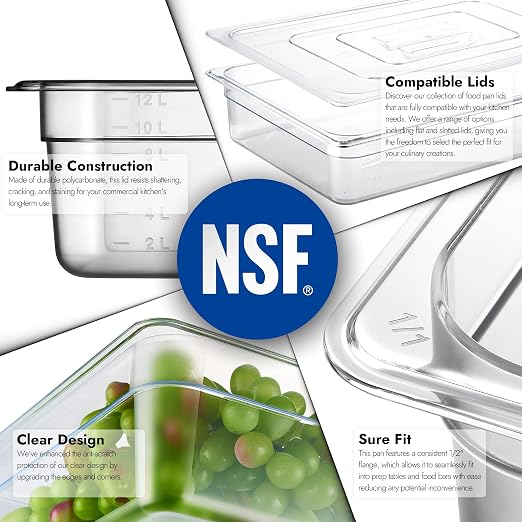 CURTA 6-Pack Full Size 4" Deep NSF Polycarbonate Food Pans | Dishwasher & - Image 5