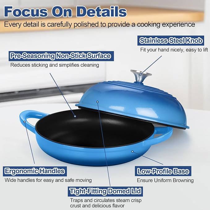 TeamFar Cast Iron Bread Dutch Oven, 6 Qt Enameled Dutch Oven Pot - Image 4