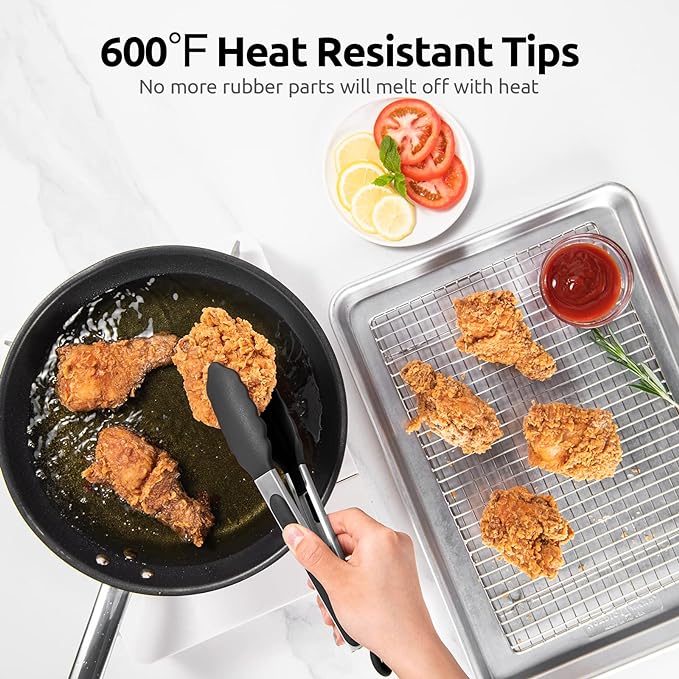 600ºF Heat Resistant Kitchen Tongs: U-Taste 9 inch Silicone Cooking Tong - Image 3