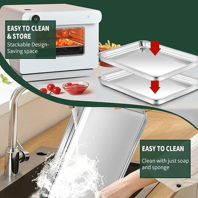 Jelly Roll Pan with Cooling Rack Set, CEKEE Stainless Steel Baking Sheet Tray - Image 6