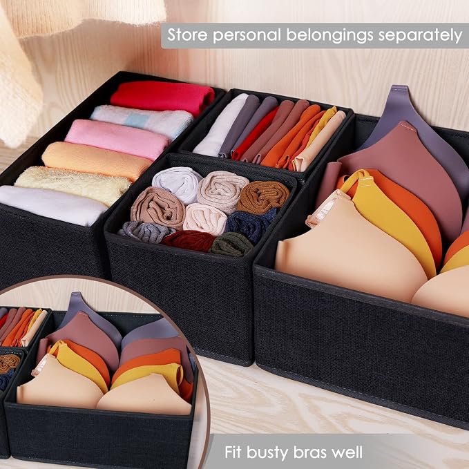 Criusia 6 Pack Clothes Drawer Organizer Dividers, Fabric Foldable Closet - Image 6