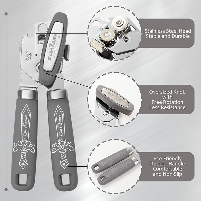 Manual Can Opener with Magnet, Heavy Duty Hand Can and Bottle Opener with - Image 2