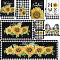 Fourluoo 10 Pcs Sunflower Kitchen Decor 4 White and Black Buffalo Plaid Kitchen by Fourluoo