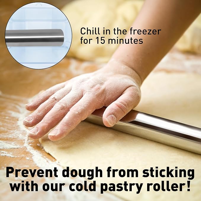 Zulay Kitchen 15.9 inch Professional Stainless Steel Rolling Pin - Image 7