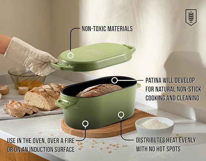Kook Dutch Oven, for Bread Baking, Sourdough Loaf Pan, Dual Handles, Enameled - Image 3