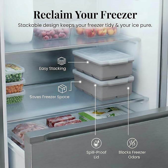 KitchFort Large Silicone Ice Cube Tray, Easy Release 2" Big Ice Cubes - Image 6