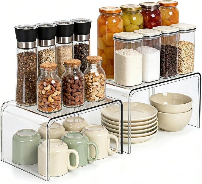 Clear Cabinet Organizer, Shelf Organizer Set of 2 by BobomomentHome