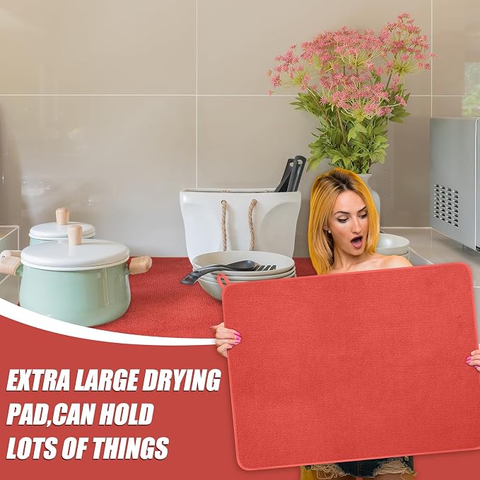 Hushee 2 Pack Extra Large Dish Drying Mat Microfiber Absorbent Dish Drying Pad - Image 5