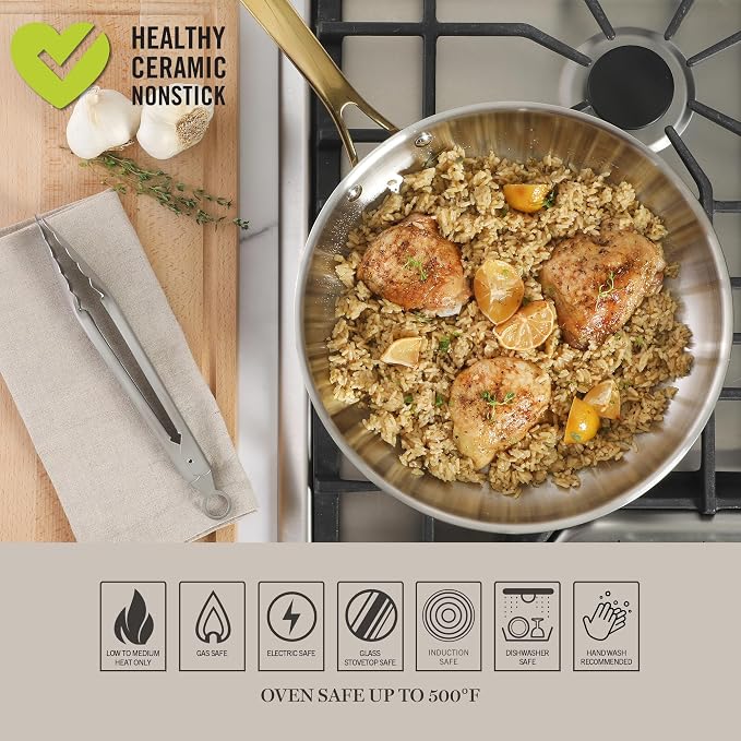 Martha Stewart Castelle 12-Inch Stainless Steel Frying Pan - Image 6