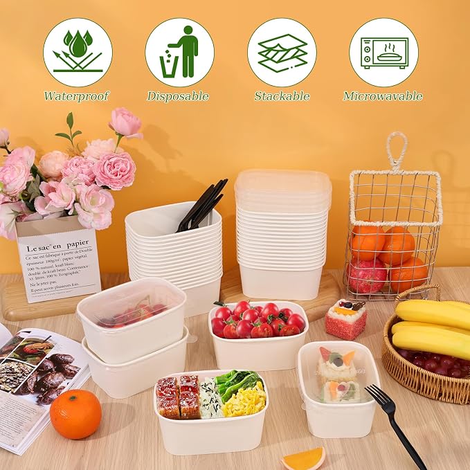 DI QIU REN 50-Pack 35oz Disposable Meal Prep Containers - Image 4