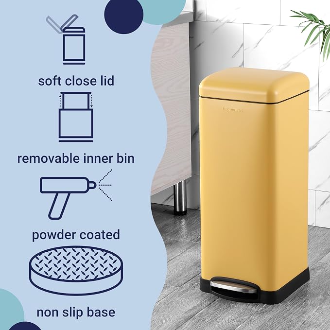 happimess HPM1007K Betty Retro 8-Gallon Step-Open Trash Can, Daffodil Yellow - Image 3