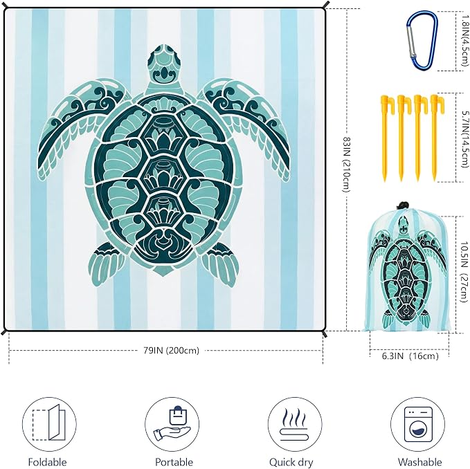 HIHOHO Beach Blanket Waterproof Sandproof Extra Large Beach Mat 79" X - Image 2