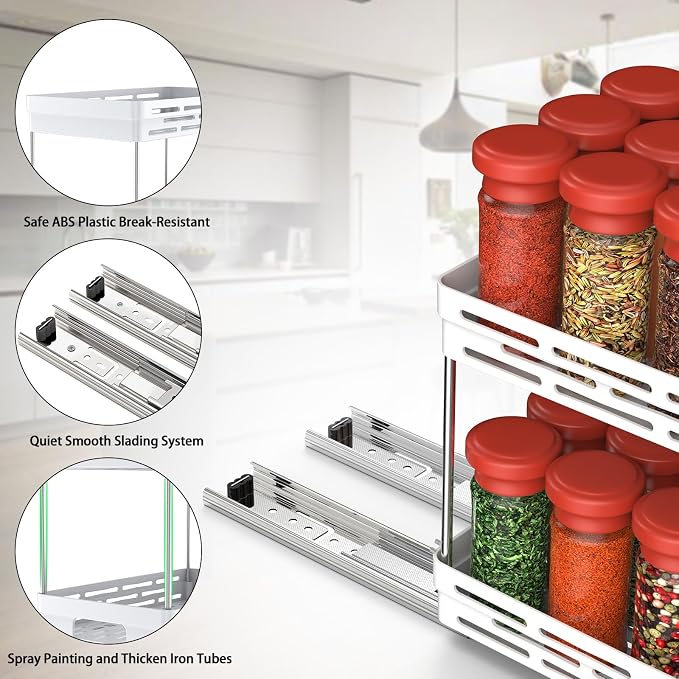 Pull Out Spice Rack Organizer for Cabinet, 2 Pack Widen Slide Out Spice Racks - Image 6