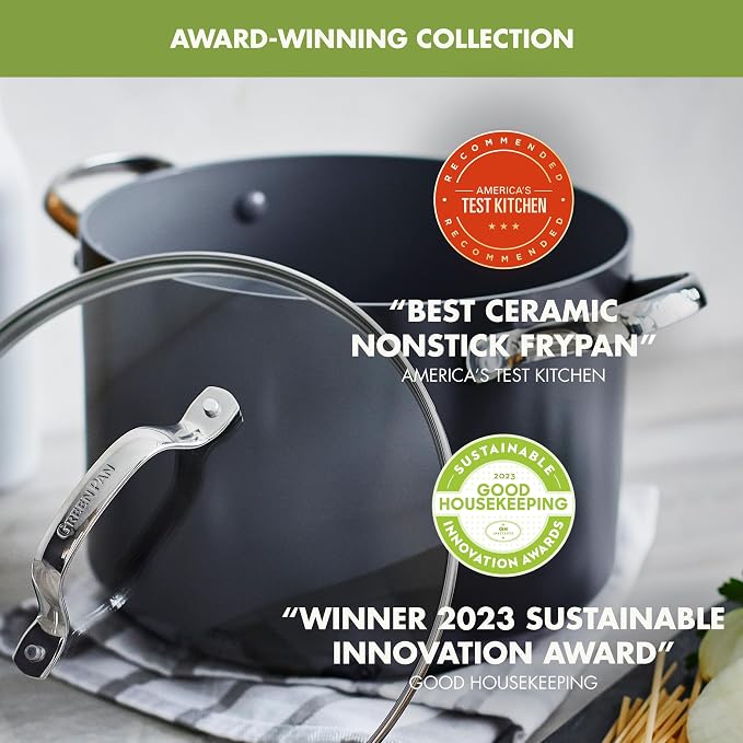 GreenPan Valencia Pro Hard Anodized Healthy Ceramic Nonstick 8QT Stock Pot - Image 2