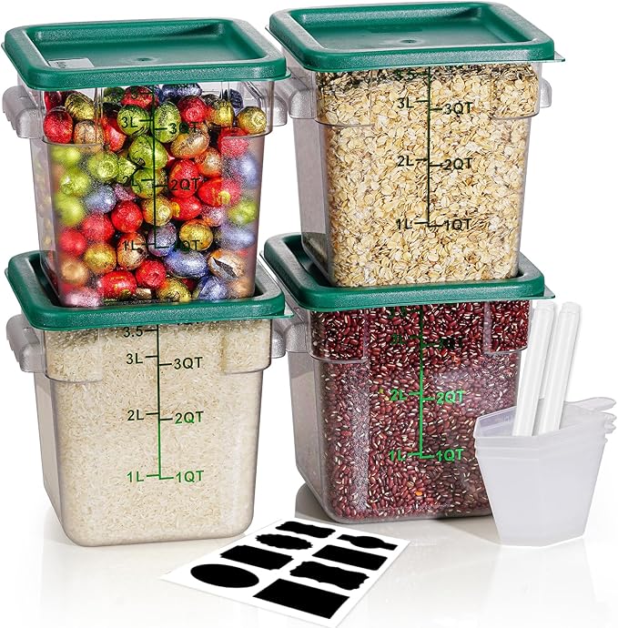 4QT NSF Food Storage Containers: 8 PCS Commercial Clear Food Storage Containers by SVKLHY