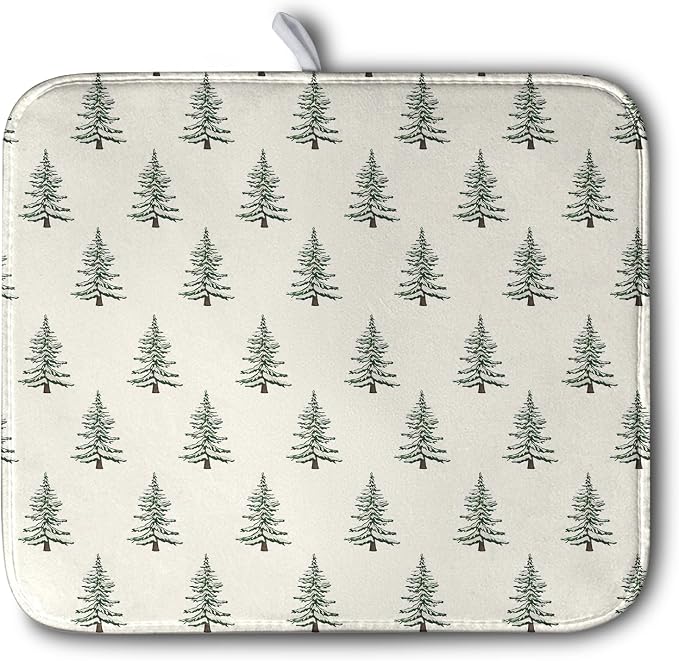 Christmas Tree Dish Drying Mat Winter Xmas Holiday Drying Mats Microfiber by Kwlegh
