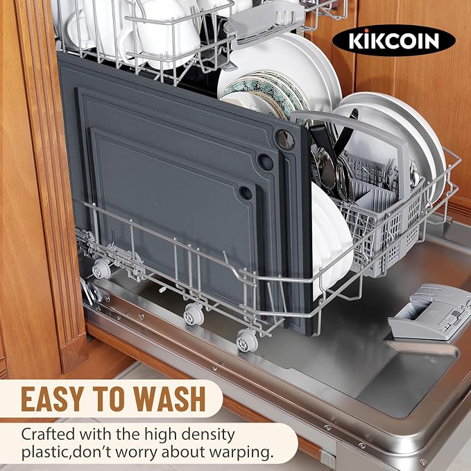 Kikcoin Plastic Cutting Boards for Kitchen, 3-Piece Large Cutting Board Set - Image 6