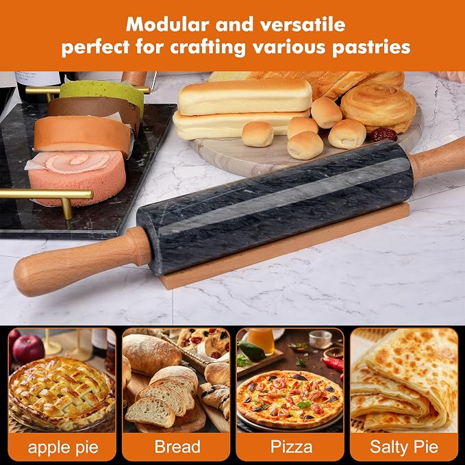 18.5 inches Marble Rolling Pin, Large Non-Stick Dough Roller, - Image 5
