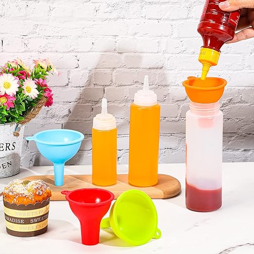 Silicone Funnels 4 Pieces Wide Mouth Funnel Small and Large Flexible Condiment - Image 7