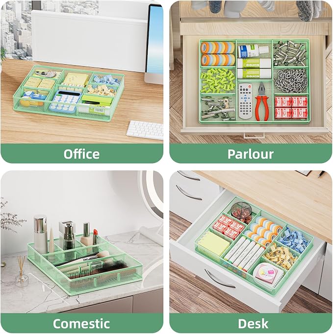 Marbrasse Desk Drawer Organizer, Metal Mesh Drawer Organizer Tray - Image 4