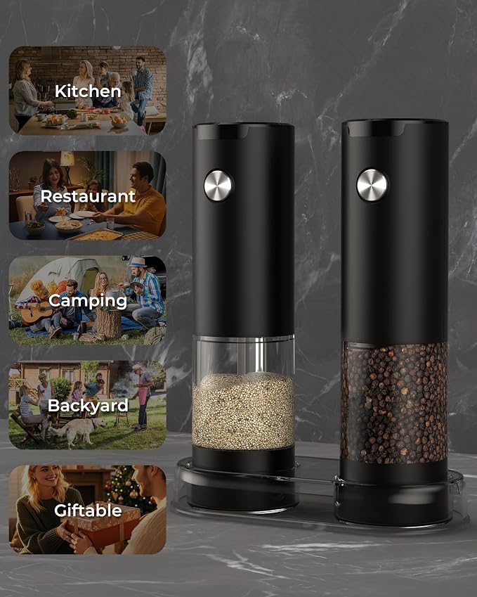 Electric Salt and Pepper Grinder Set, Automatic Battery Salt and Pepper - Image 7