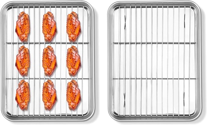 Homikit Baking Sheet with Rack Set, 10.5x8 Inches Stainless Steel Small Cookie by Homikit