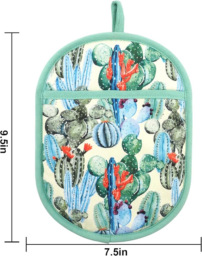 Pot Holders Set of 2 with Transparent Clear Silicone Shell and Nice Cactus - Image 2