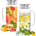 Set of 2 Glass Pitcher with Lid, 2 Quart Leak Proof, Glass Water Jugs, by Liuruiyu