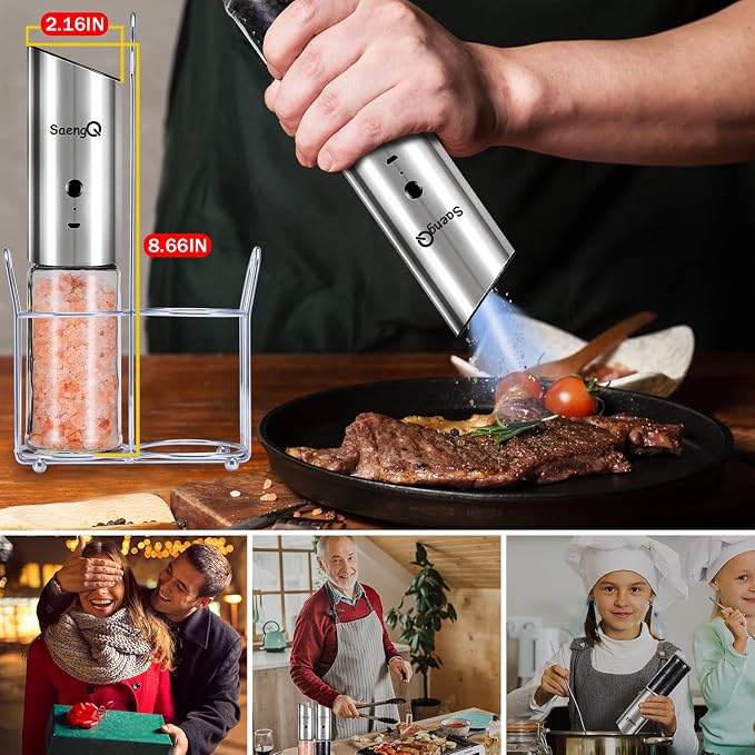 Gravity Electric Salt and Pepper Grinders refillable 1 Pack, USB Rechargeable - Image 7