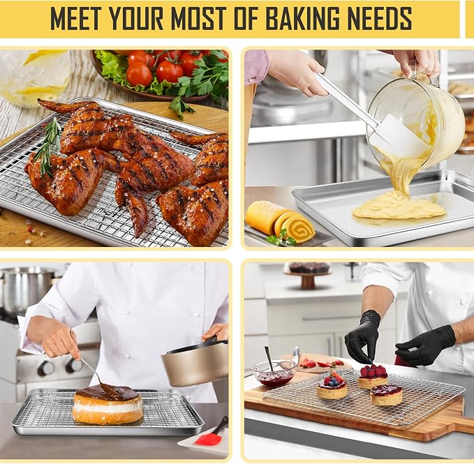 16 Inch Baking Sheet Pan with Cooling Rack Set, Joyfair Stainless Steel Toaster - Image 7