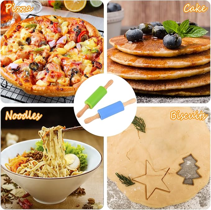 Mini Silicone Rolling Pin for Kids, Non-stick Surface Wood Handle, 9 Inch 1 - Image 5