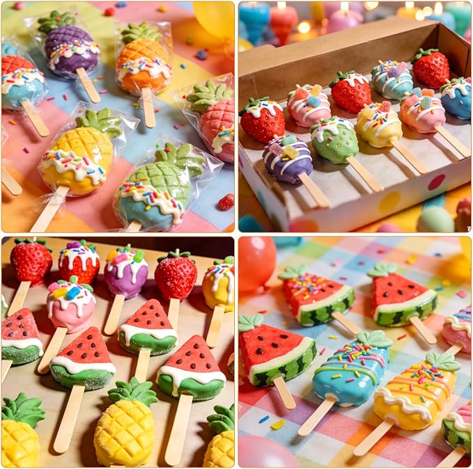Juome Cake Pop Mold Kit, 6 Cavities Fruit Shape Cakesicle Molds Silicone - Image 4