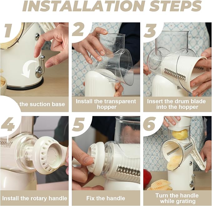 Rotary Cheese Grater Manual Hand Crank - Image 3