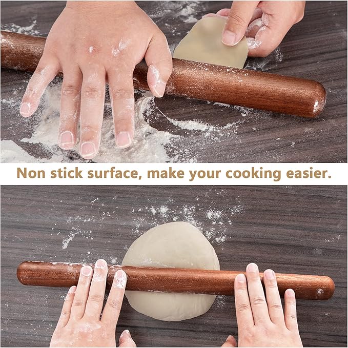 Aisoso French Rolling Pin, 17.7 Inches Wood Rolling Pin - Image 6