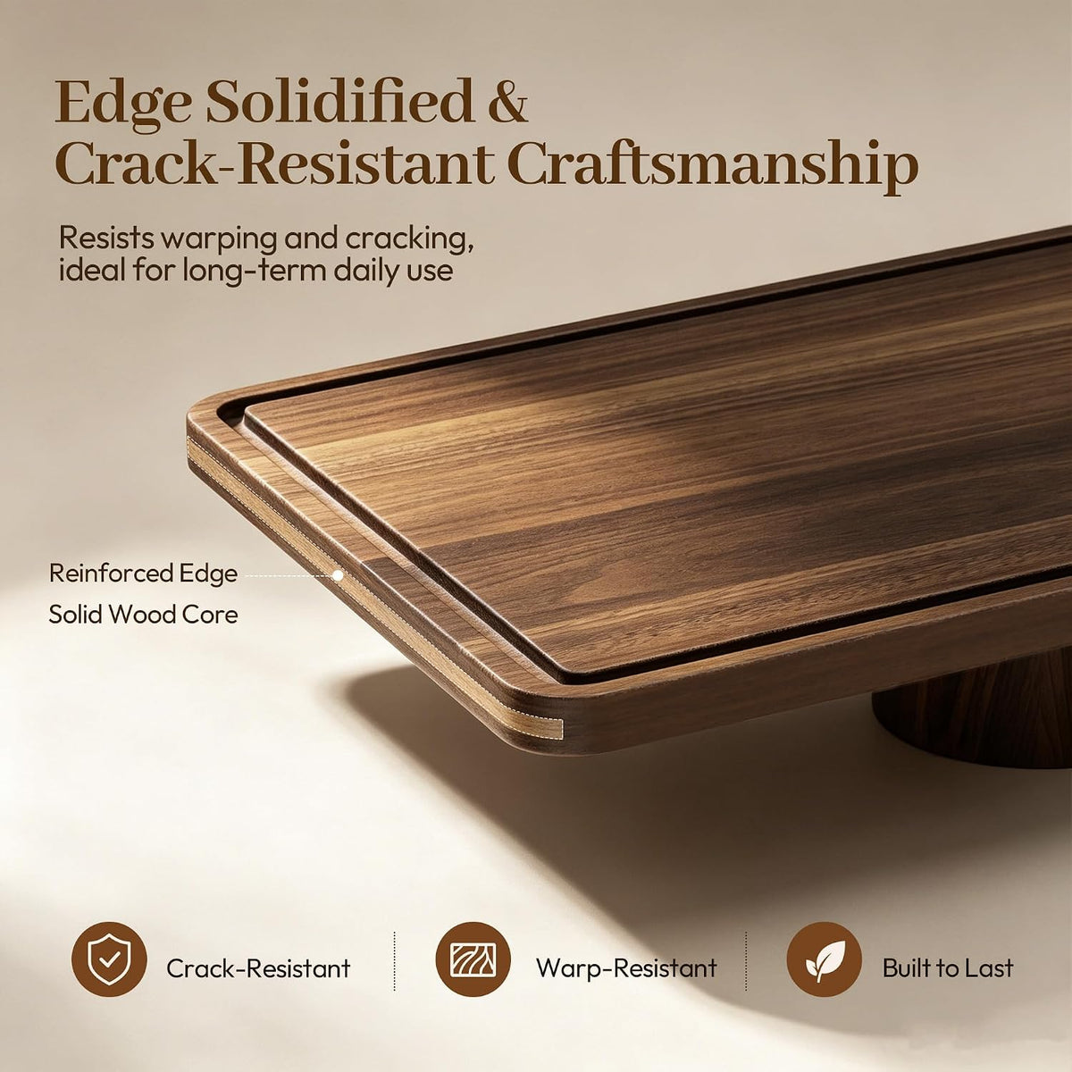 Acacia Wood Cake Stand with Shatterproof Lid, 14" 2-in-1 Rectangle