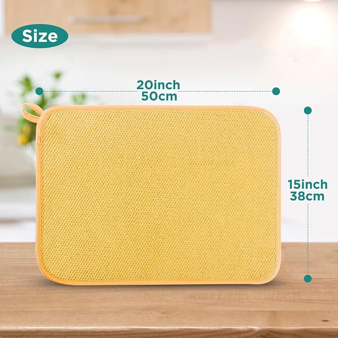 GeeRic Microfiber Dish Drying Mat, Super Absorbent Kitchen Dish Drying Pad - Image 2