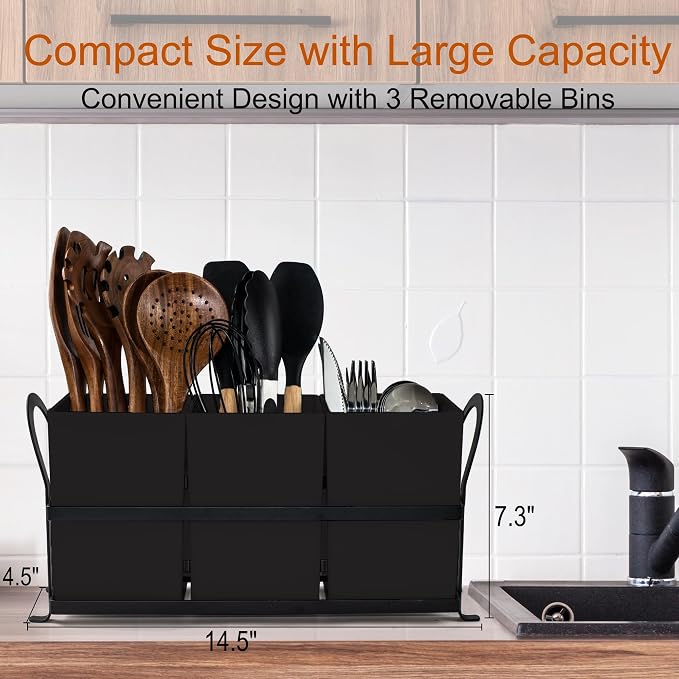 Czlizdyt Large Kitchen Utensil Holder, Drainage Utensil Caddy - Image 3