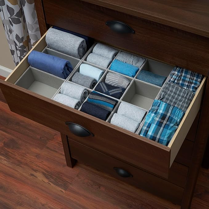 Household Essentials Grey 728-1 Deep 9 Section Drawer Organizer Box - Image 4